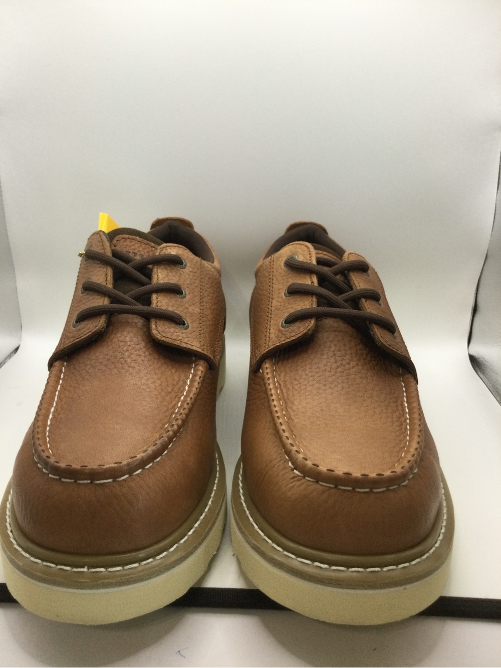 Men's Tan Leather Lace Moc Toe Slip-On Loafers